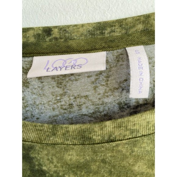 COPY - Logo Layers By Lori Goldstein Top Small Green 3/4 Sleeves Stretch Hi Low… - Picture 4 of 8